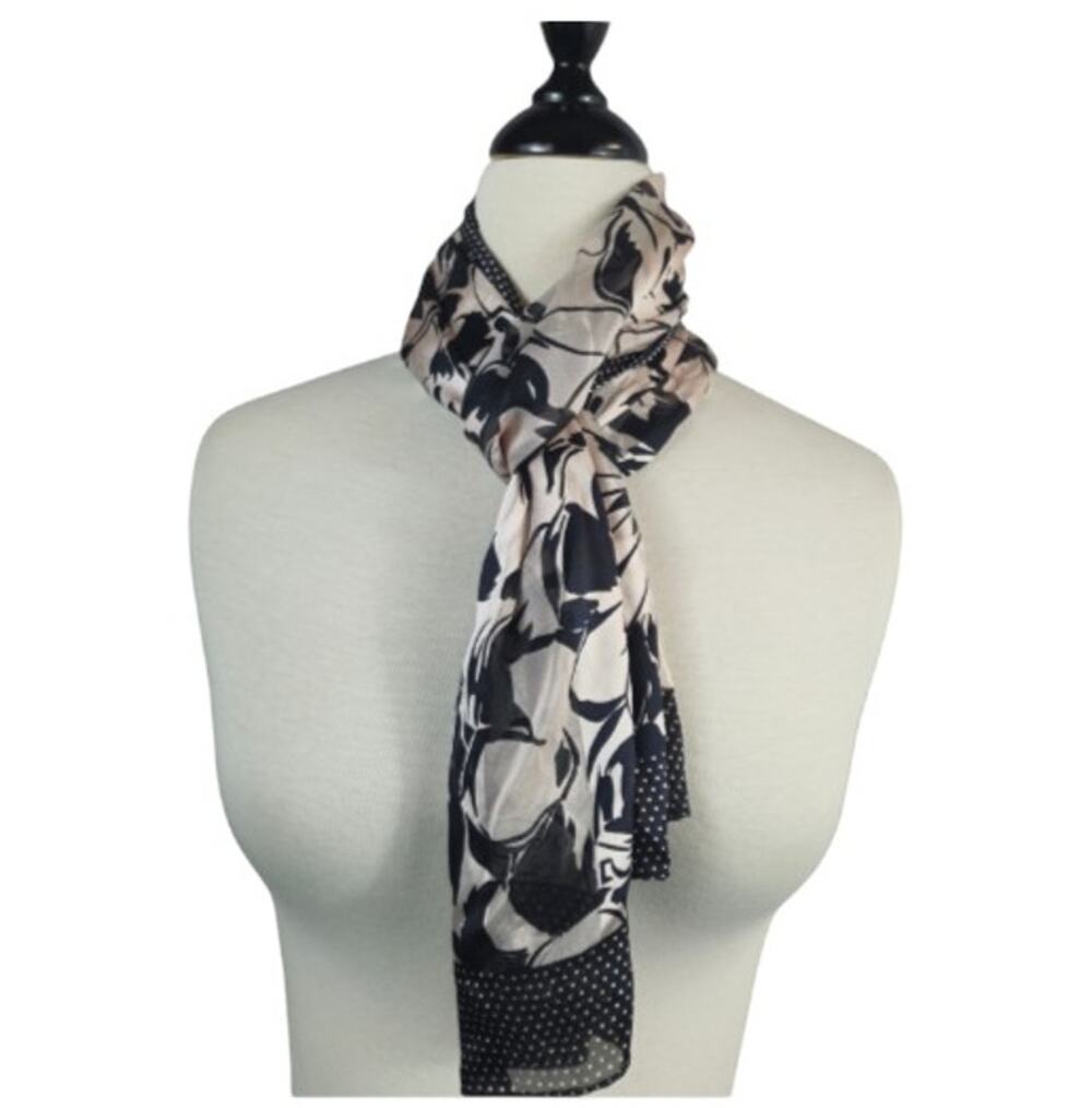 Oscar by Oscar de la Renta Silk Floral Scarf Black Pink